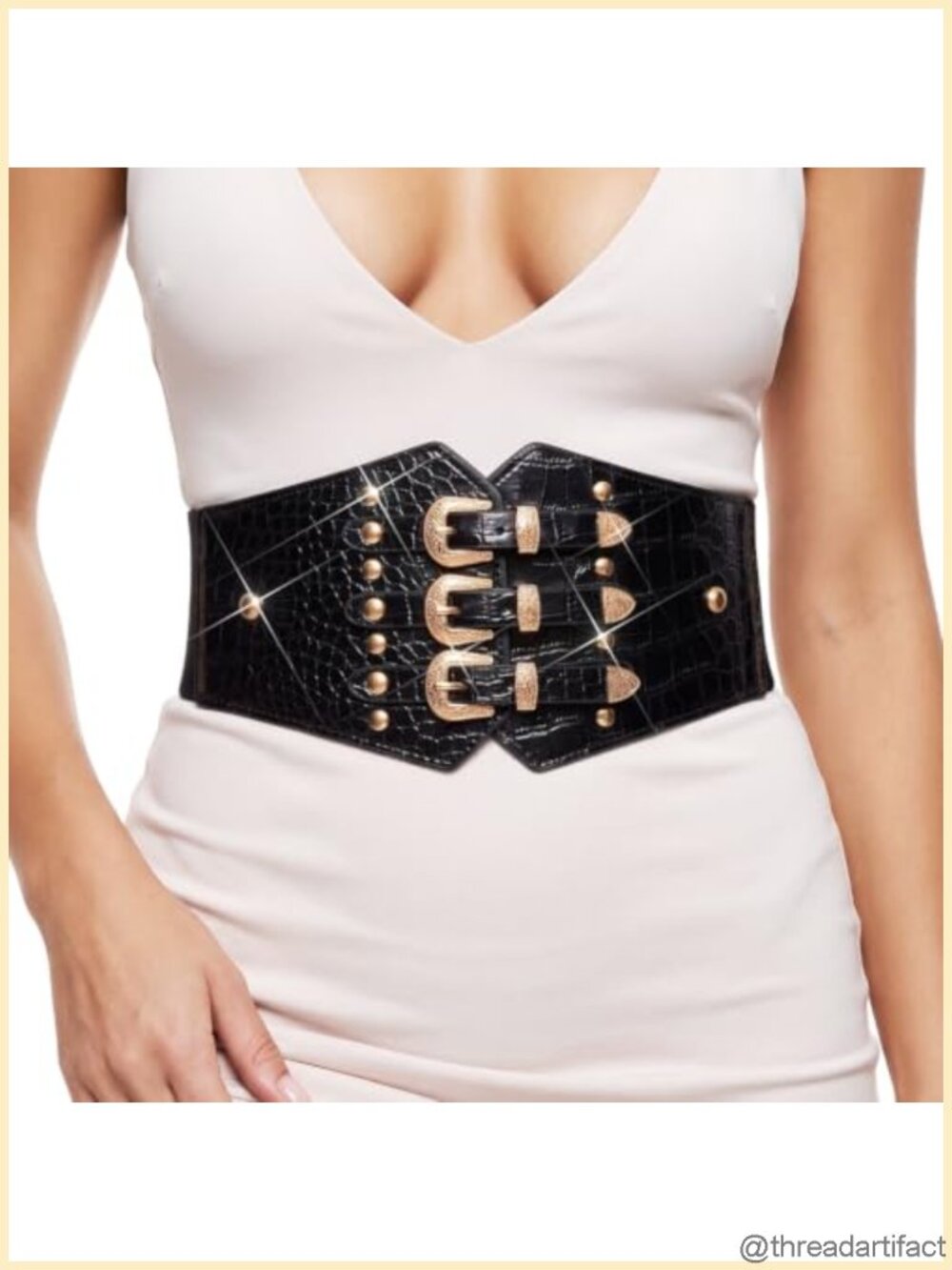 Faux Leather Corset Belt Wide Waist Elastic Adjustable Dress Belt